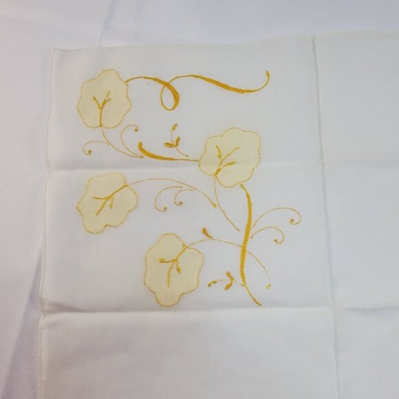 VTG Madeira Applique Floral Handkerchief 14"x14" Yellow & White Cotton Hankie - Picture 11 of 11